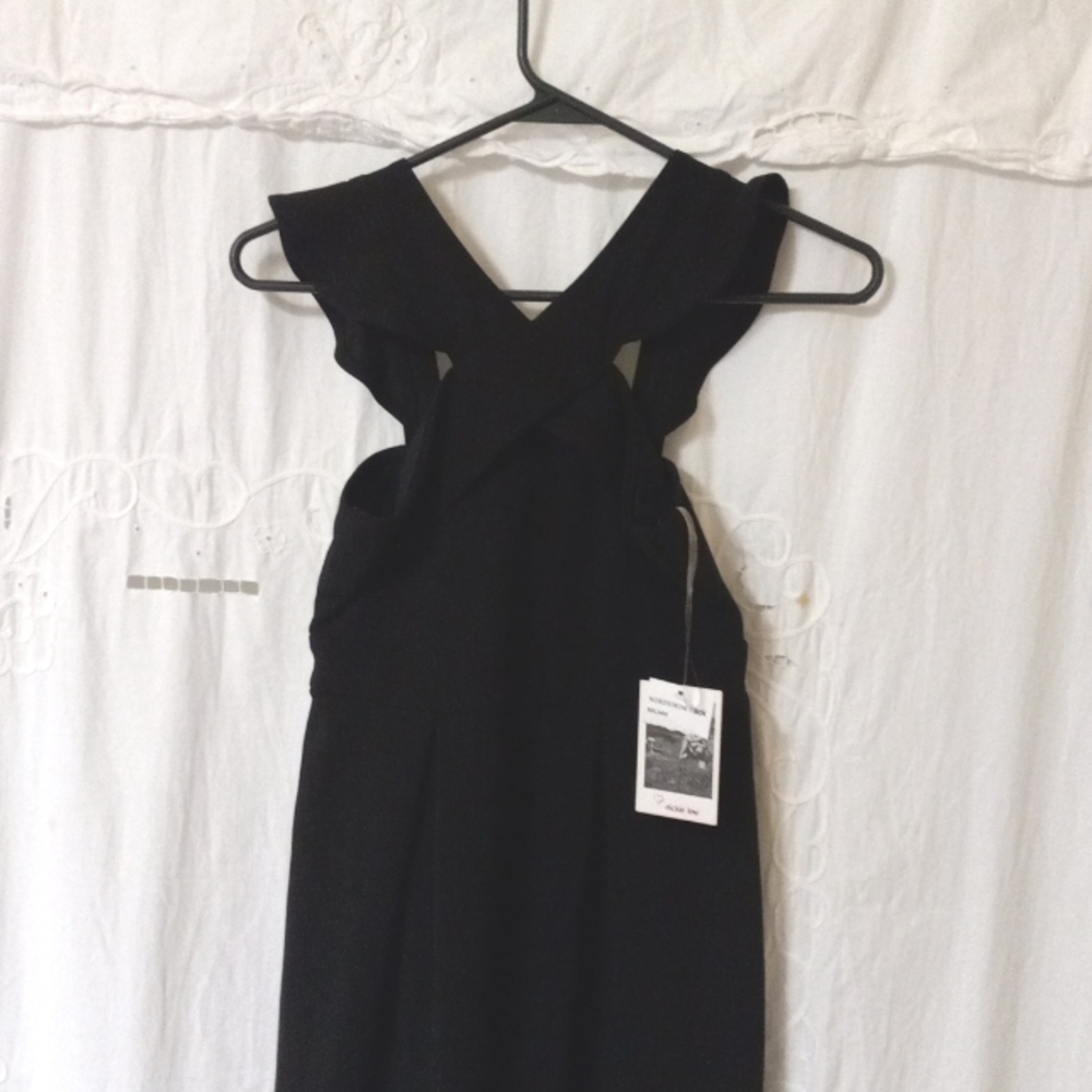 Nickie Lew Nordstrom Wide Leg Black Jumpsuit Sz 10 Ankle Length Sleeveless